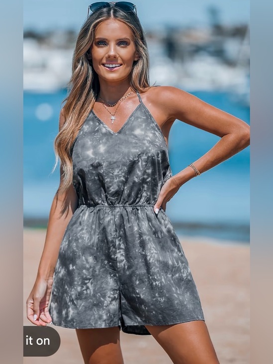 Cupshe Pants - NWT Cupshe Tie-Dye Halter V-Neck Romper